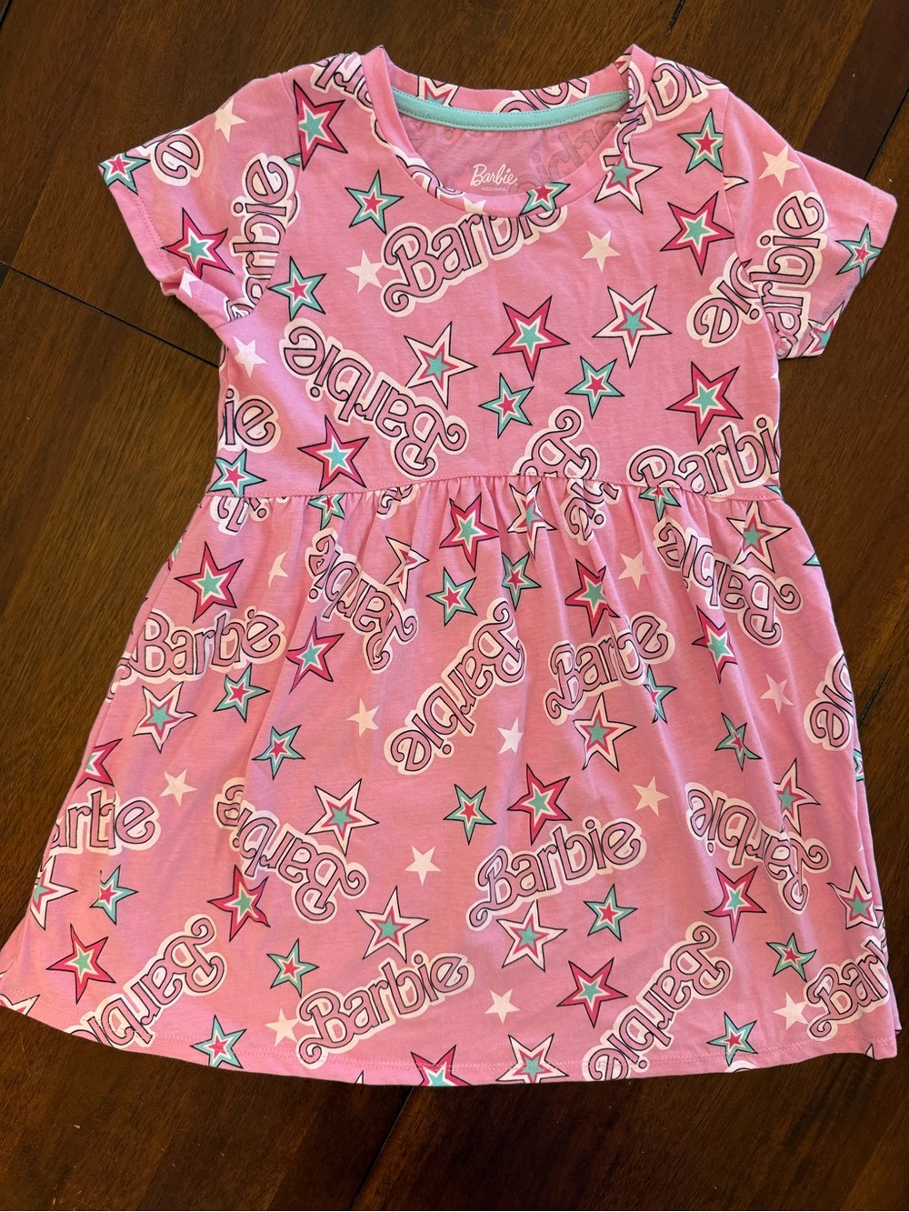 Barbie Pink Star-Pattern Short Sleeve Dress